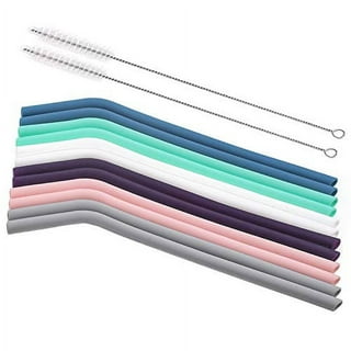 Senneny Set of 12 Silicone Drinking Straws for 30oz and 20oz - Reusable  Silicone Straws BPA Free Extra Long with Cleaning Brushes- 6 Straight + 6