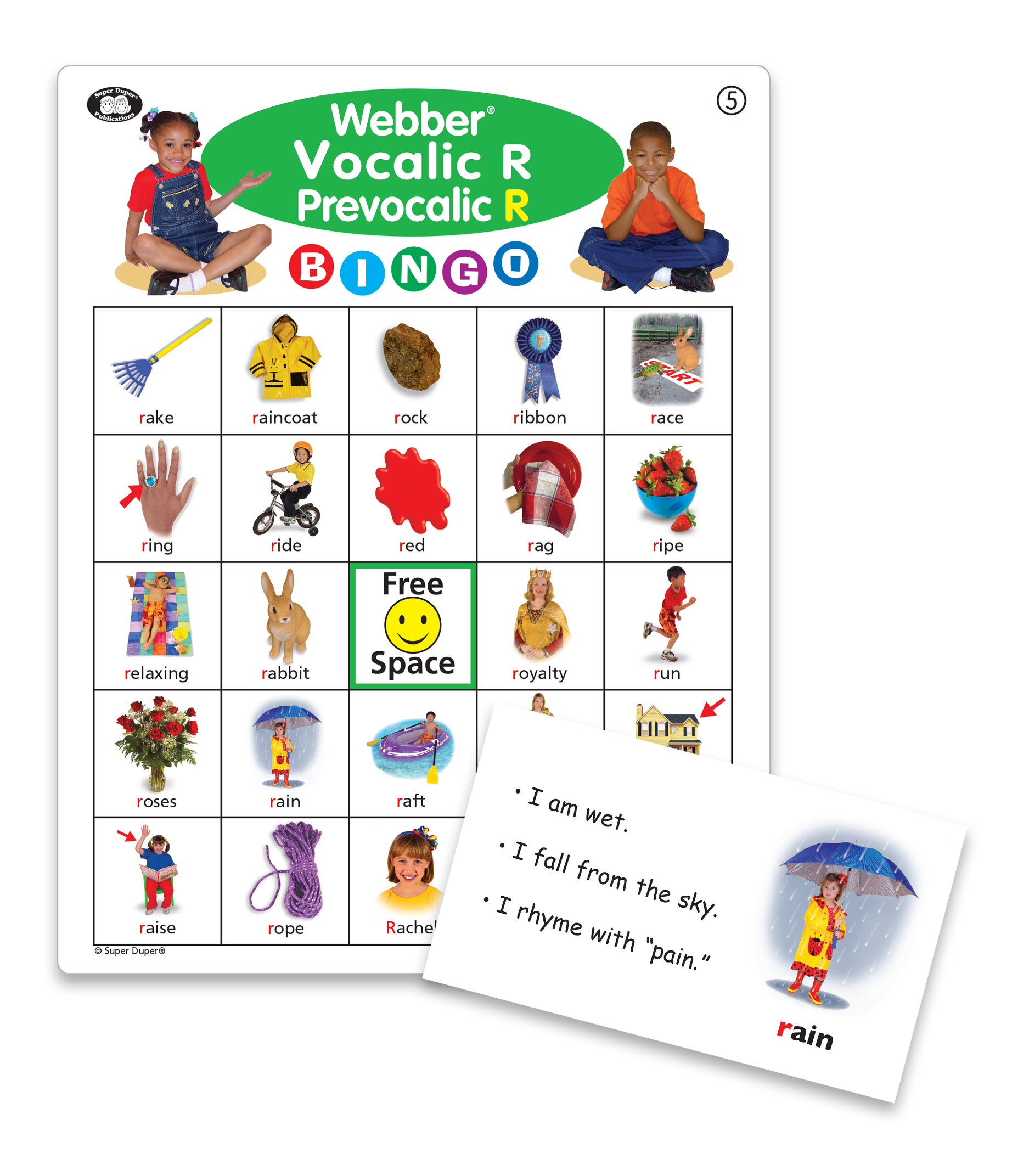 Super Duper Publications Webber Vocalic R Bingo Board Game Educational  Learning Resource for Children Articulation R Speech Therapy 