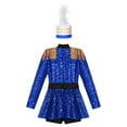 thumbnail image 4 of Doomiva Kids Girls Shiny Ringmaster Halloween Dancewear Sequins Tassel Cap Leotard Dress Cheer Leader Uniform Blue-D 8, 4 of 7