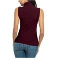thumbnail image 5 of yillto Women Sleeveless Mock Turtleneck Tank Tops Slim Stretchy Layer Ruched Blouse Tee Shirts S-5XL, 5 of 7