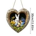 thumbnail image 3 of 1pcs Easter Rabbit Hanging Door Sign Rabbit Hole Wooden Wall Decor, Easter Festive Wooden Hanging for Indoor Outdoor Home Party & Classroom Decoration, 3 of 7