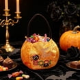 thumbnail image 3 of Halloween Plush Pumpkin Trick Or Treat Candy Bag, Cute Spider Boo Print Handheld Treat Bucket, Reusable Kids Carry Pouch for Trick-or-Treating Party Favors, 3 of 6