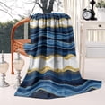 thumbnail image 2 of Blue Gold Wave Marble Pattern Blanket,Comfortable Soft Flannel Throw Blanket,All Season,Warm Lightweight Blankets for Sofa Bed Couch Living Room Chair,50"x60", 2 of 4