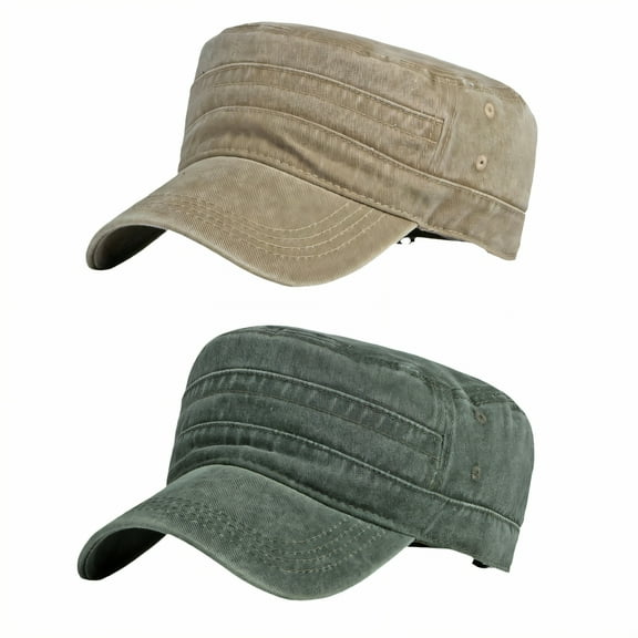 TELOLY 2Pcs Bucket Hat,Adjustable Hat Circumference Design Beach Hat,Washed Vintage Craft Sun Protection Hat,Multicolor1,OneSize