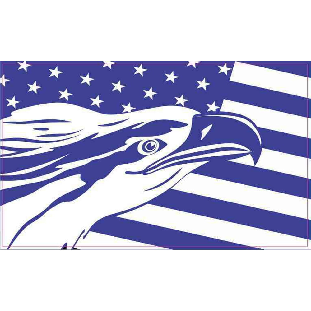 5in x 3in Blue and White Eagle American Flag Vehicle