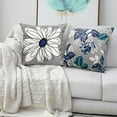 thumbnail image 5 of Blue Decorative Throw Pillow Covers 18x18 Set of 4, Blue and Grey Modern Daisy Floral Pillows Linen Pillow Covers for Couch Sofa Living Room, 5 of 6