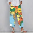 thumbnail image 2 of BUIgtTklOP no boundaries Women's Plus Size Vintage Wide Leg Pants Cotton Linen Harem Pants Summer Elastic Waist Casual Lightweight Baggy Dandelion Pants for Beach,Cropped Pants for Women Clerance, 2 of 5
