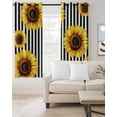 thumbnail image 2 of Black Stripes Sunflower Blackout Curtains for Bedroom Living Room Darkening Curtains 84 Inch Length 2 Panels Set Chic Botanical Floral Lines Window Curtain Window Treatment Grommet Drapes 52"x84", 2 of 9