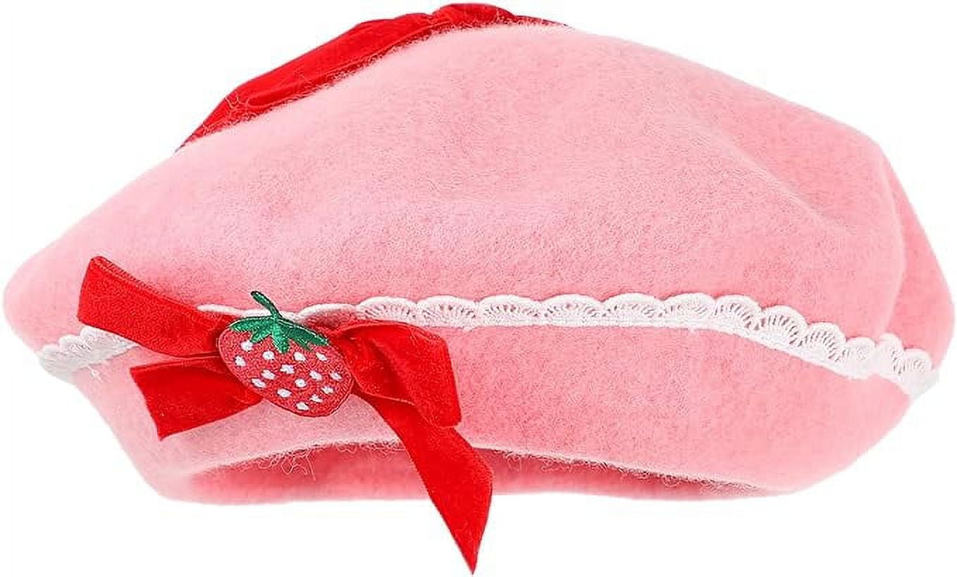 Strawberry Beret Hat Womens Strawberry Hat Wool Strawberry