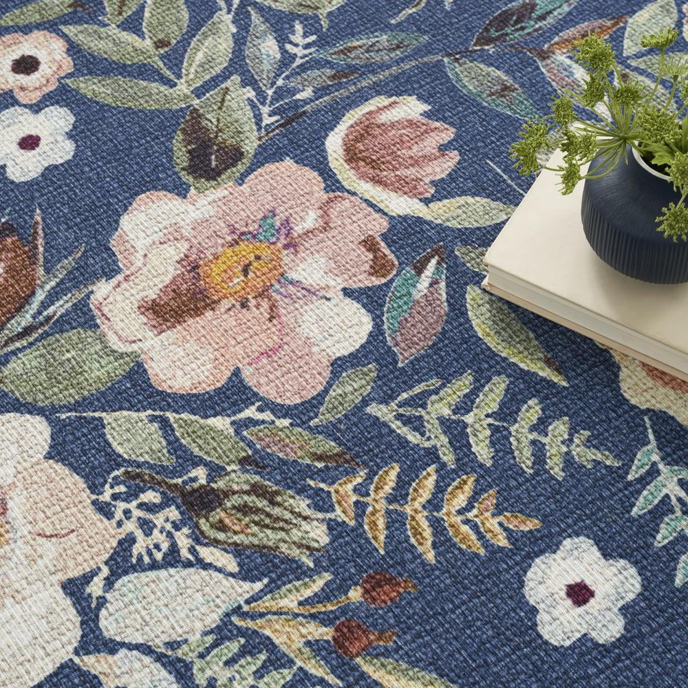 Nourison Nourison Washables Floral Navy Multicolor 5'2" x 7' Area Rug (5x7)