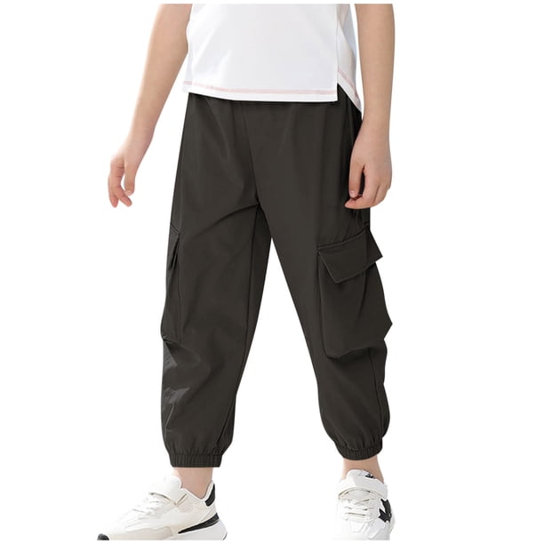 Odeerbi 3-16 Años Niños Cargo Pantalones Deportivos Jogger Pantalones Primavera Verano Color Sólido Casual Pantalones de Trabajo Con Bolsillos