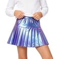 thumbnail image 6 of Girls Cosplay Skirts Holographic Metallic Pleated Mini Skirt Shiny High Waist A-Line Skort For Party Performance, 6 of 8