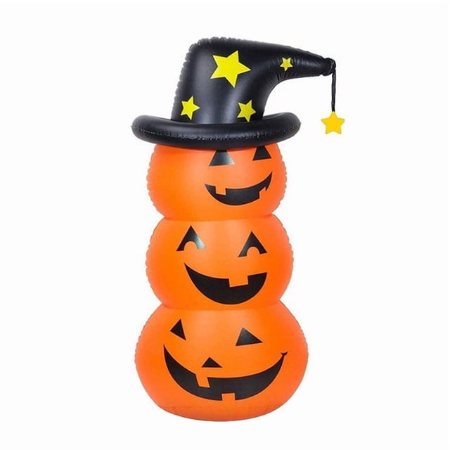 Decoración Inflable de Calabaza de Halloween, Figura Tumbler con Sombrero de Bruja, para Patio y Fiesta