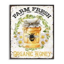 Stupell Industries Farm Fresh Organic Honey Insects Painting Black Framed Art Print Wall Art, 24 x 30