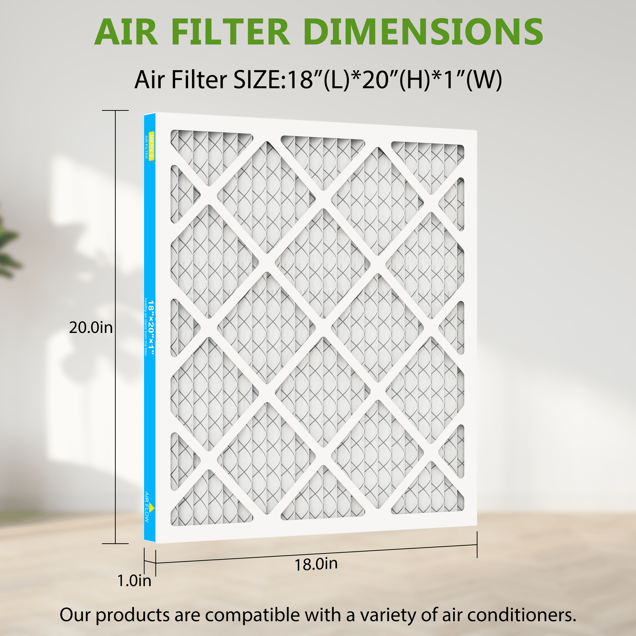 AMI PARTS 18x20x1 HVAC Furnace Air Filter MERV 8 for Dust Reduction,4 Filters