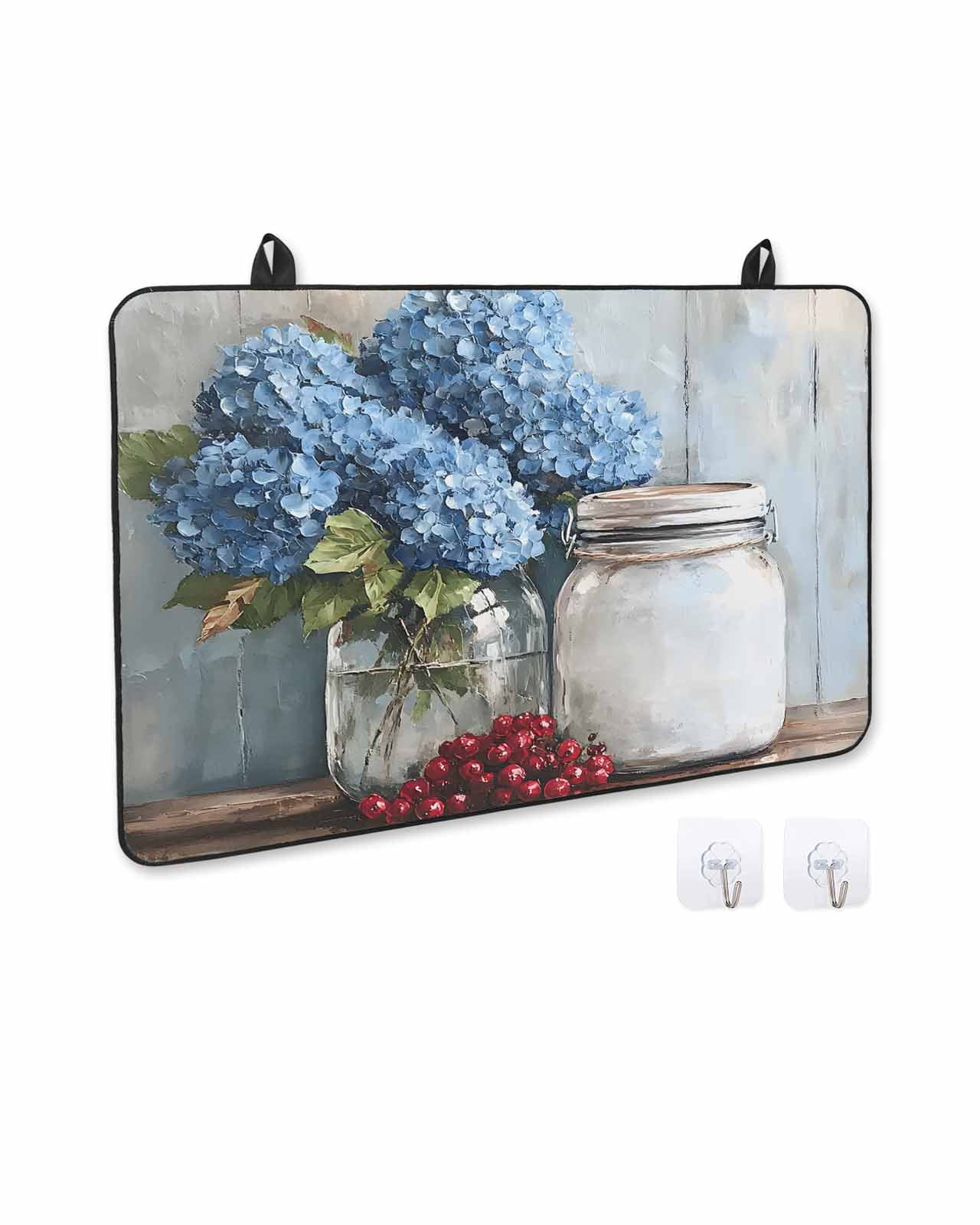 nqOlkjepod Large Induction Cooktop Protector Mat 24"x21", Blue Flower Stove Top Covers for Electric Stove, Modern Graffiti Paint Art Farmhouse Wood Grain Stove Burner Cover Mats Stove Cover