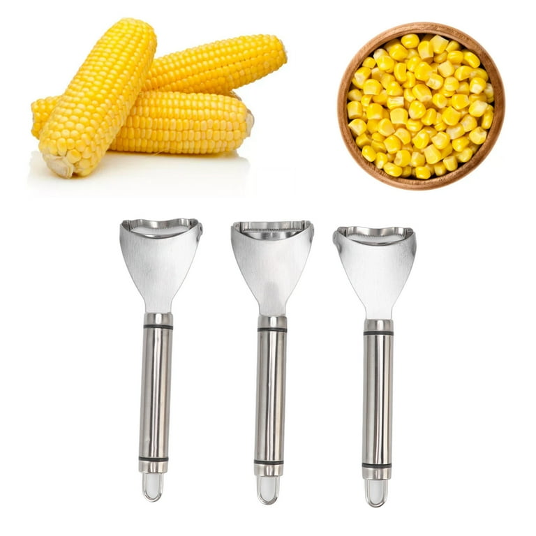  Corn Peeler - 3PCS Corn Cutter From the Cob with 3 Adhesive  Hooks - Stainless Steel Corn on the Cob Remover Tool Corn Cob Stripper Corn  Thresher Kernel Remover Peelers For