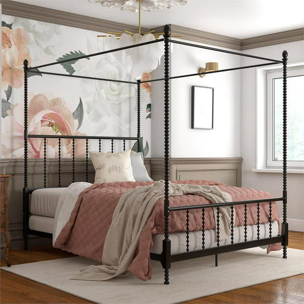 Transitional Metal Canopy Bed, Wood Canopy Bed Frame Full
