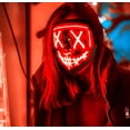 thumbnail image 2 of Máscara de terror LED, máscara de Halloween, purga con 3 efectos de luz, controlable, para decoración de disfraces de fiesta de carnaval, cosplay, decoraciones de fiesta Rojo Verde, 2 of 5
