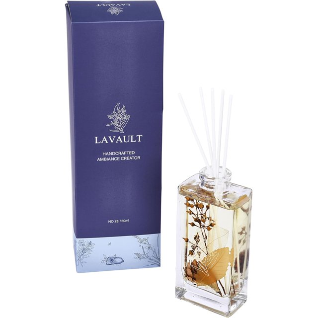 Lavault Reed Diffuser - Room Decor and Home Essentials - Freshener Fragrance Oil with Real Dry Flowers - Reduce Stress & Enhance Mood - Long-Lasting - Home Fragrance Diffuser - April Aroma