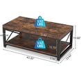 thumbnail image 4 of Industrial Coffee Table, 43" Cocktail Table with Storage Shelf for Living Room, 4 of 4