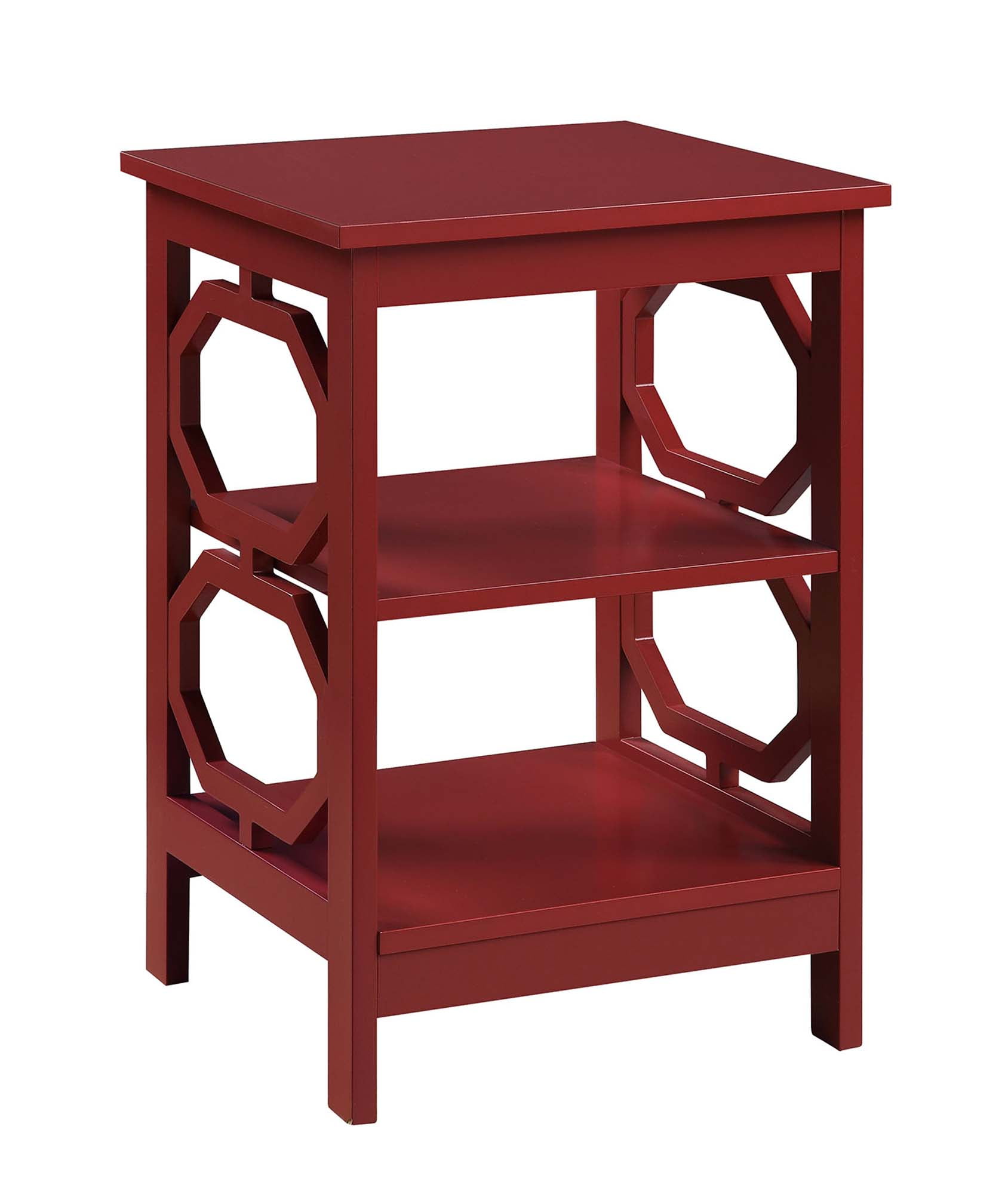 Convenience Concepts Omega End Table with Shelf, Cranberry Red