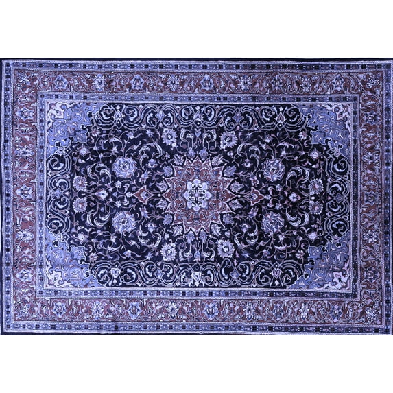 Ahgly Company Machine Washable Indoor Rectangle Medallion Blue Traditional Area Rugs, 7' x 10'