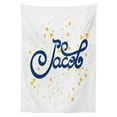 thumbnail image 2 of Jacob Outdoor Tablecloth, Religious Name with Modern Calligraphy Letter Design Popular Newborn Baby Name, Decorative Washable Fabric Picnic Table Cloth, 58 X 84 Inches,Dark Blue Mustard, by Ambesonne, 2 of 2