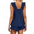 thumbnail image 5 of UVN Summer Pajamas for Women 2 Piece Ruffle Tank Tops and Short Pants Sleepwear Lounge Pajama Sets, 5 of 10