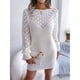 thumbnail image 1 of Vestido suéter con hombros descubiertos,Vestido suéter ajustado Vestido suéter de manga larga hueco Vestido suéter de manga larga Máxima comodidad, 1 of 8