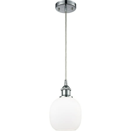 

Polished Chrome Tone Mini Pendants 6 Wide Matte White Glass Steel/Cast Brass Medium Base LED 1 Light Fixture