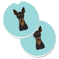 thumbnail image 1 of Checkerboard Blue Min Pin Set of 2 Cup Holder Car Coaster, 1 of 1