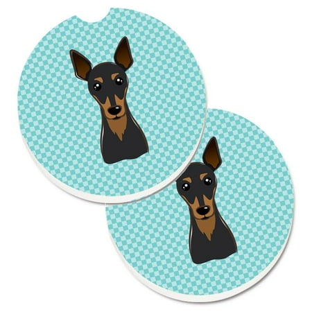 

Checkerboard Blue Min Pin Set of 2 Cup Holder Car Coaster