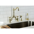 thumbnail image 4 of Kingston Brass KS7752AXBS English Country Two-Handle 3-Hole Deck Mount Bridge Kitchen Faucet with Brass Side Sprayer in Polished Brass, 4 of 7
