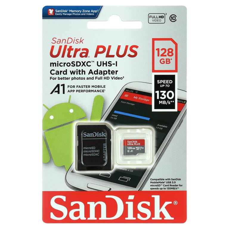SanDisk 128GB Ultra® Plus MicroSD™ UHS-I Memory Card - Class 10, V10 -  SDSQUB3-128G-ANCMA 