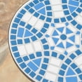 thumbnail image 3 of Outdoor End Table with Mosaic Tiles White and Blue Modern Patio Furniture, 3 of 11