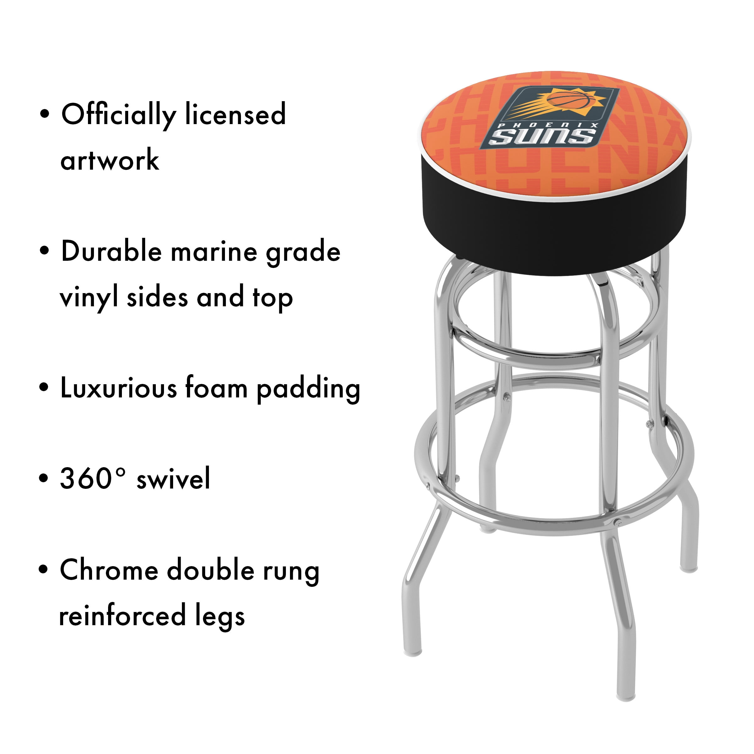 Trademark Gameroom Phoenix Suns City Bar Stool with Padded Seat