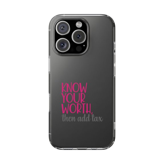 DistinctInk Clear Hybrid Case for Apple iPhone 16 Pro (6.3" Screen) - Then Add Tax - Raised Bezel Screen Guard