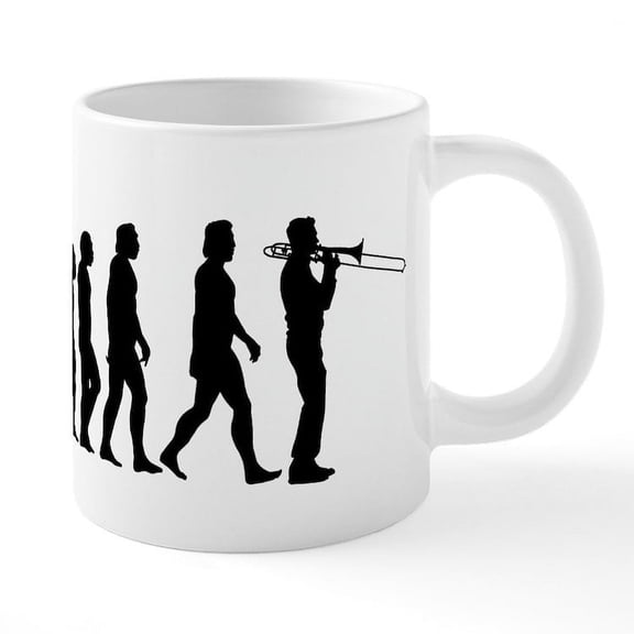 CafePress - Evolution Trombone - 20 Oz White Ceramic Mega Mug