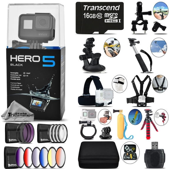 GoPro Hero5 Black 4K Ultra HD Camera + 13PC Filter Kit Set & More! - 16GB Kit