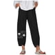 thumbnail image 2 of ICHUANYI Clearance Women's Fashion High Waist Straight Tube Trouser Hem Print Cotton Versatile Casual Pants(Black, M) ICHUANYI WER2023080900260, 2 of 5