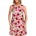 thumbnail image 1 of Balery Rose Flowers Vestidos de verano para mujer con estampado: vestido holgado sin mangas, vestido playero informal y cómodo para días calurosos., 1 of 7