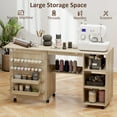 thumbnail image 4 of HOMCOM Folding Sewing Table with Rattan Door, Rolling Craft Table, Natural, 4 of 10