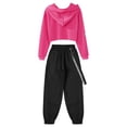 thumbnail image 4 of YEAHDOR Big Girls Juniors Activewear Sweatshirt with Jogger Pants Outfit Set Sports Hip Hop Dance Outfit Rose 14, 4 of 7