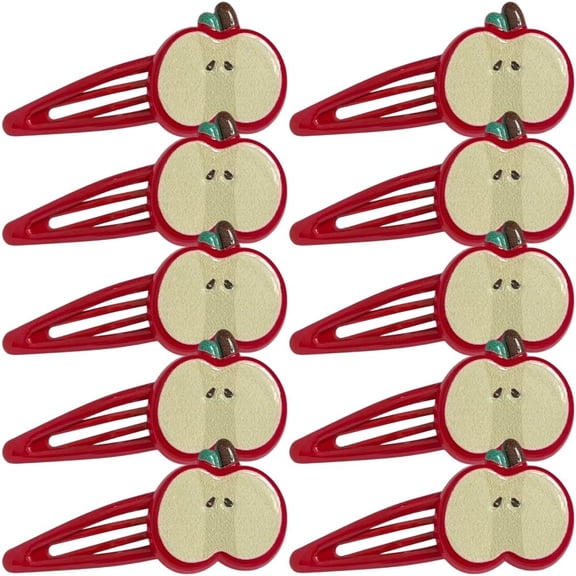 Hsqqdc 10 Pack Red Apple Hair Clips, Cute Fruit Snap Barrettes for Women