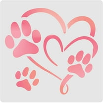 Footprint Heart Stencils Decoration Template 11.8x11.8 inch Plastic Animal Footprint Drawing Painting Stencils Square Reusable Stencils for Painting on Wood Floor Wall and Tile 1pc