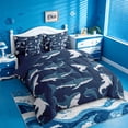 thumbnail image 2 of meiyoeat Sea Animal Shark 7Pcs Queen Bedding For Boys,Ocean Wildlife Print Bedding Comforter Set Queen For Kids,Navy Blue Reversible, 2 of 7