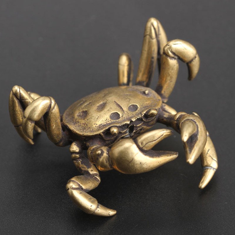Solid Copper Crab Miniature Figurines Home Desk Decor Ornaments