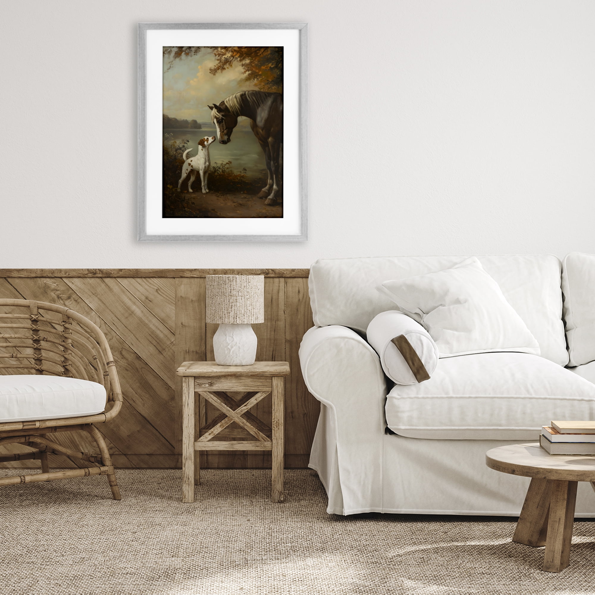 Stupell Industries Autumn Companions Hunting Party Gray Framed Print Under Glass, design by Petal Prints Design