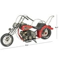 thumbnail image 3 of 18" x 9" Red Metal Handmade Vintage Style Motorcycle Sculpture with Flames on the Gas Tank, by DecMode, 3 of 8